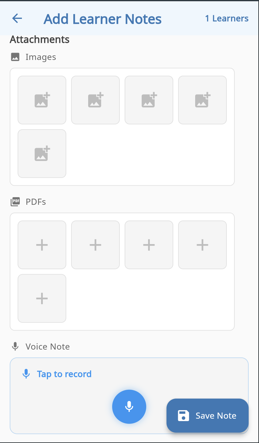 Notes with attachments sent between teachers and parents in the MyEncore app