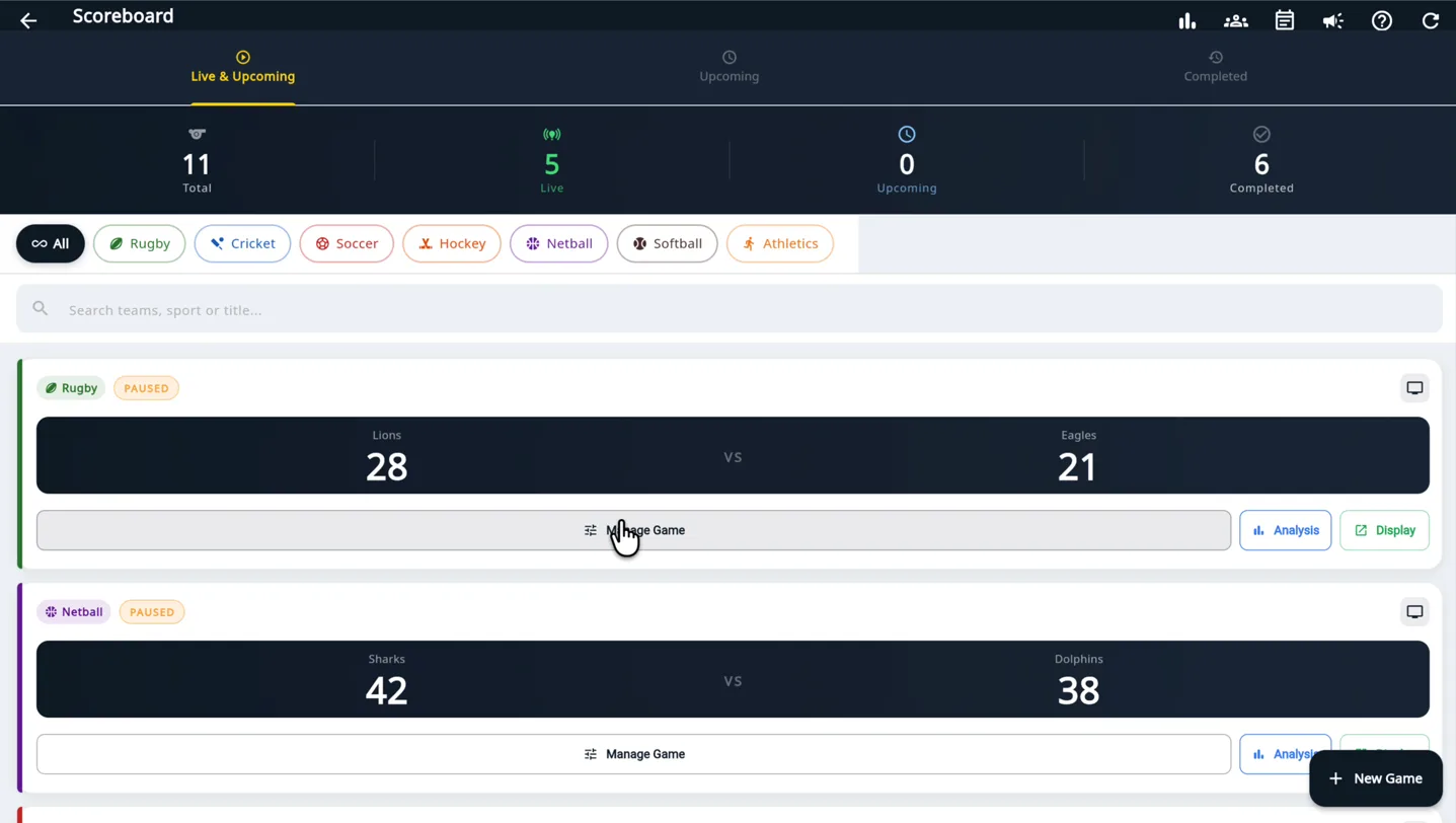 MyEncore Sports Hub — live scoreboards parents, learners and guests follow from their phones